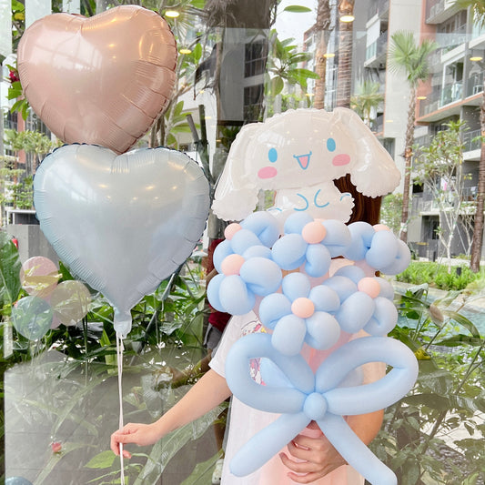 baby blue & pink cinnamoroll flower balloon set ໒꒰ྀིᵔ ᵕ ᵔ ꒱ྀི১