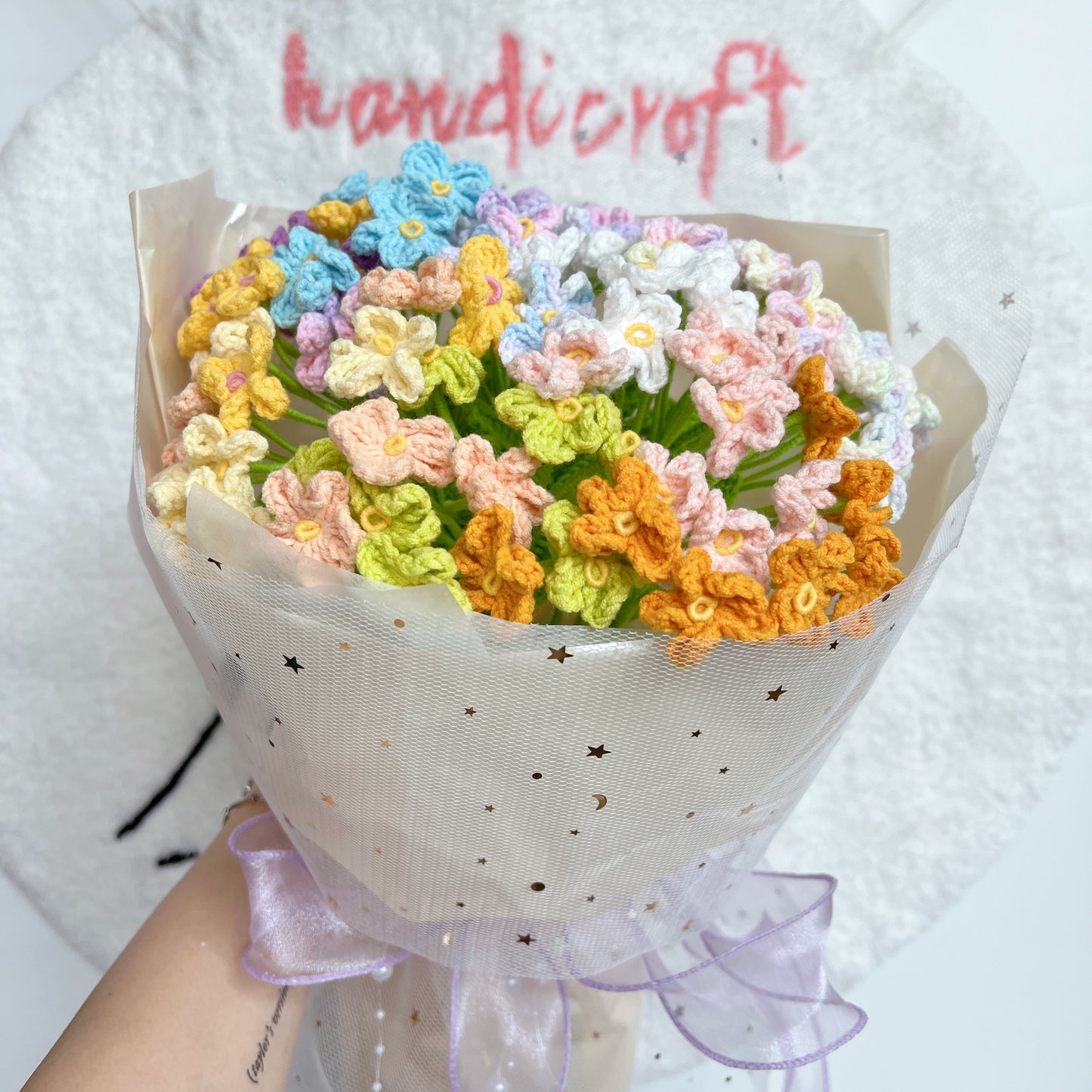 forever in bloom - forget me not crochet flower bouquet ✧˚ ༘ ⋆｡🌸˚ –  handicroft
