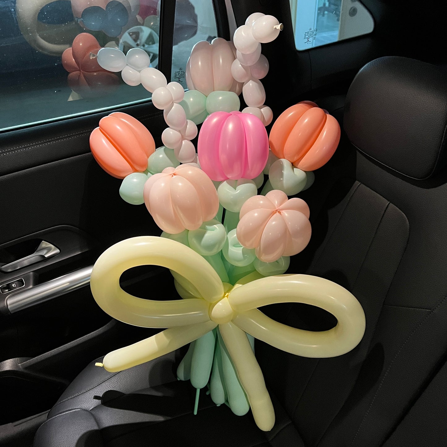 blushing tulips - pink flower balloon bouquet ☁️🌷