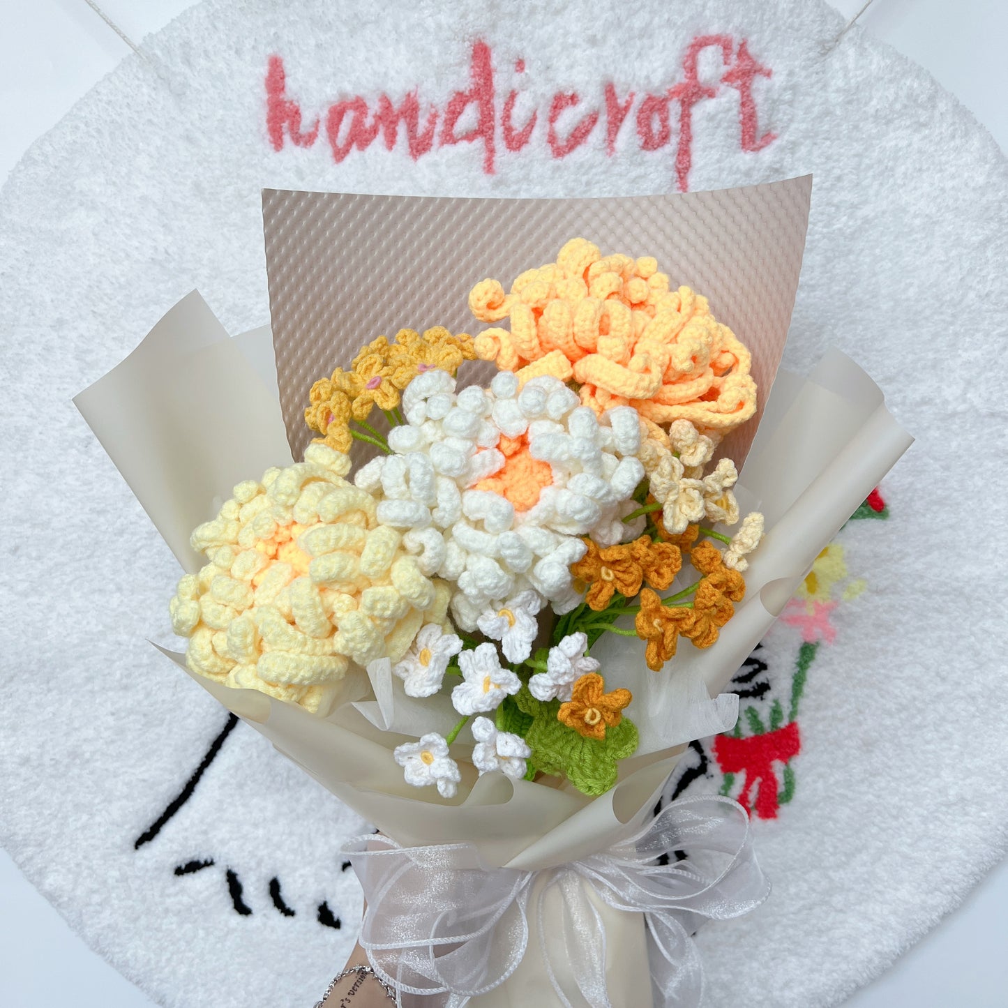 never forgotten - chrysanthemum crochet flower bouquet 🕊️🤍