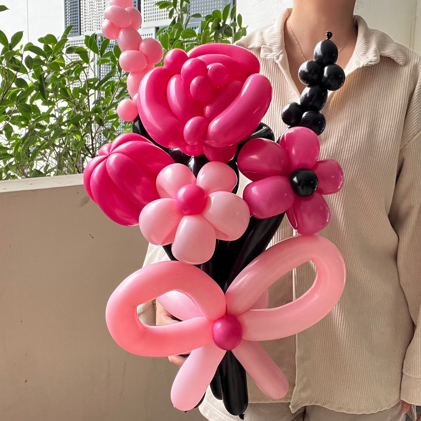 blackpink flower balloon bouquet 🖤✧˚ ༘ ⋆🩷