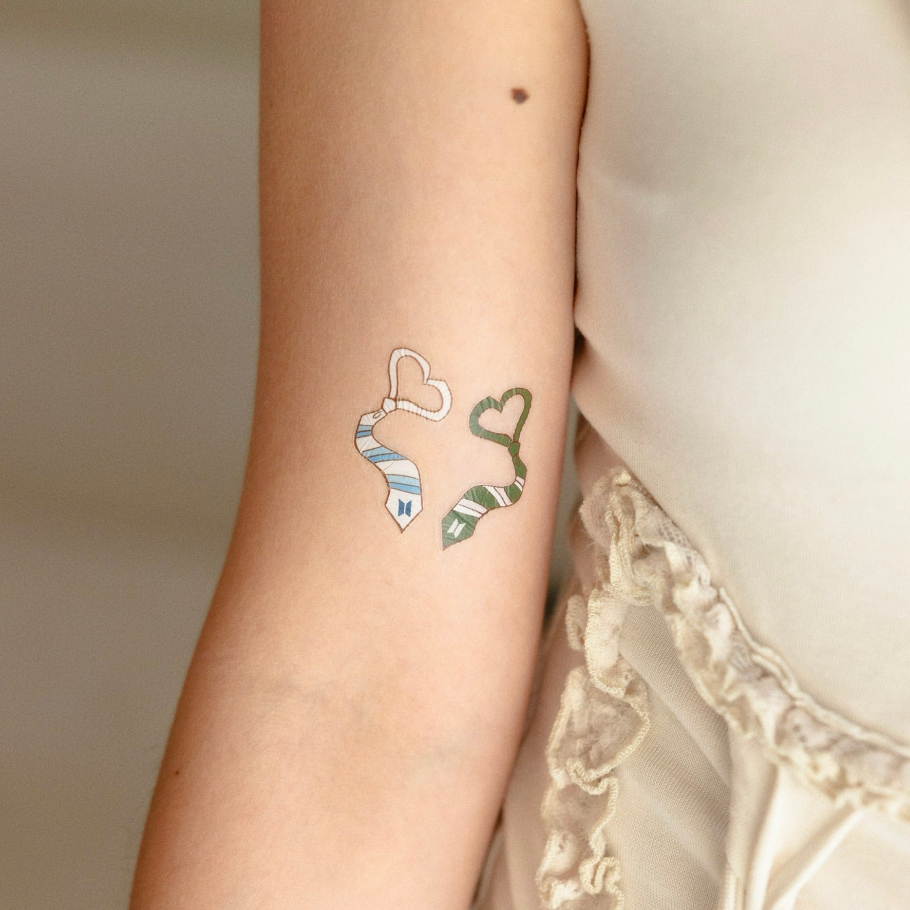 Skool Tie (White & Green) BTS inspired temporary tattoo sticker
