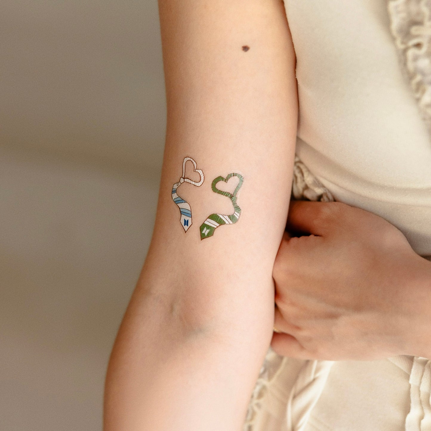 Skool Tie (White & Green) BTS inspired temporary tattoo sticker