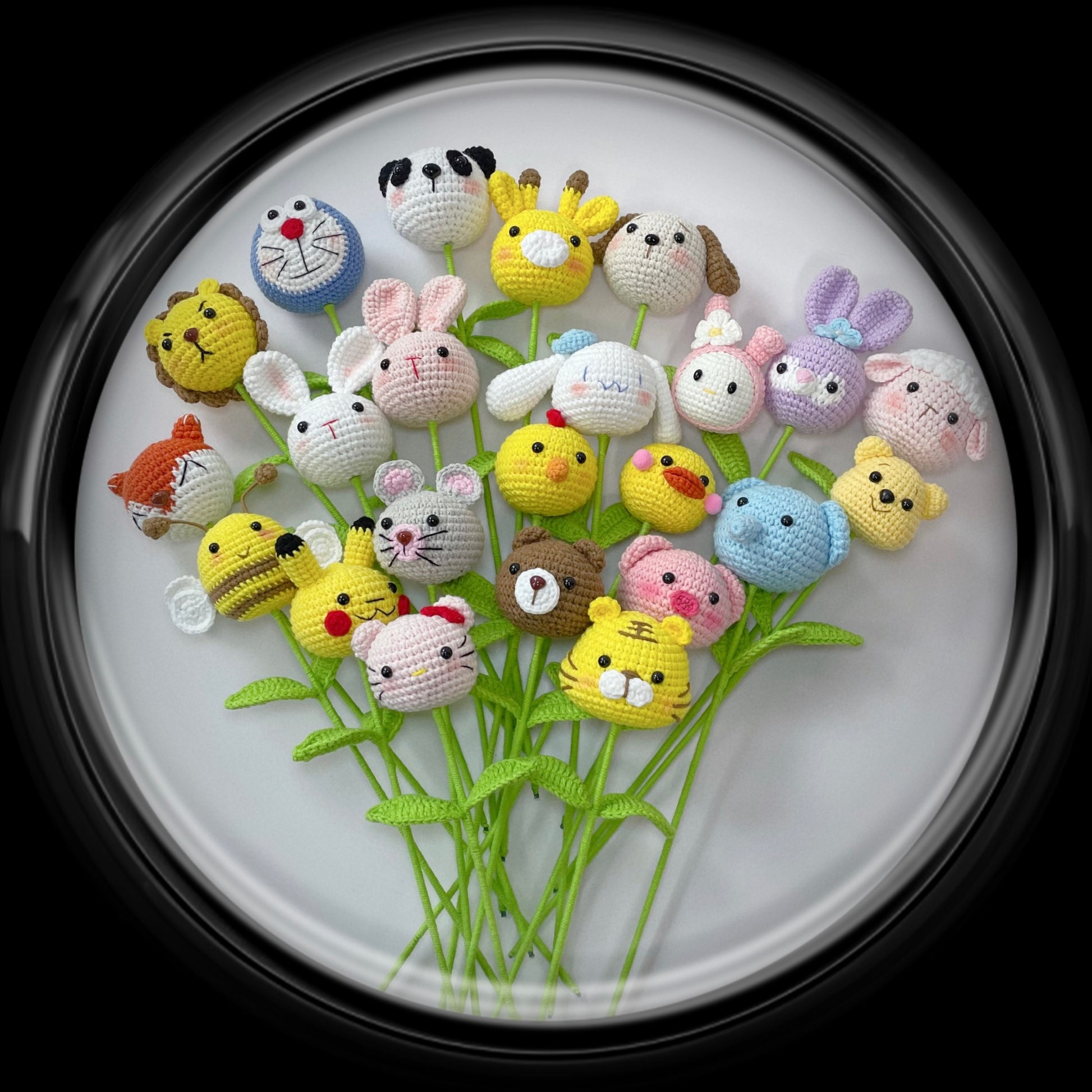 crochet cartoon character animal single stalk flower 2