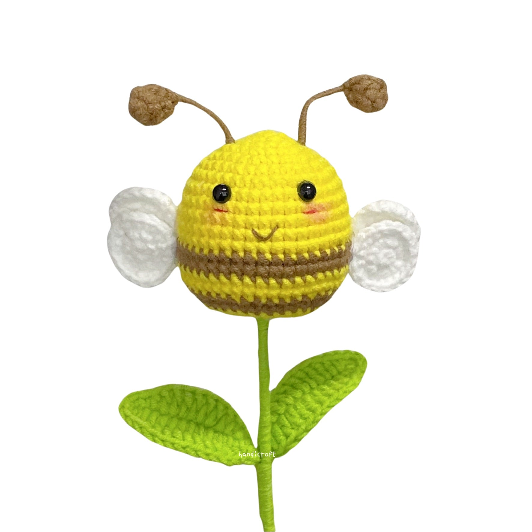 crochet cartoon character animal single stalk flower bee