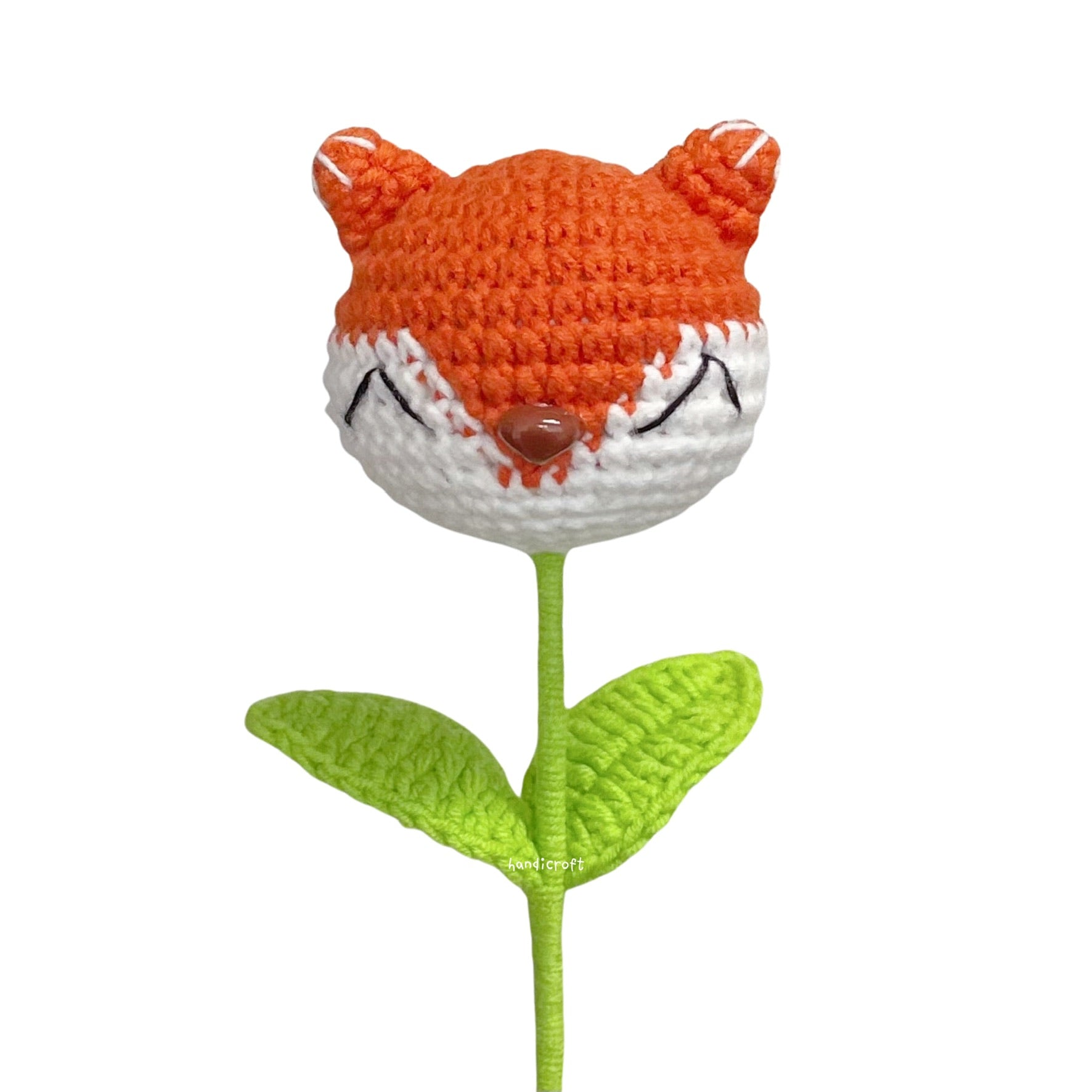 crochet cartoon character animal single stalk flower fox