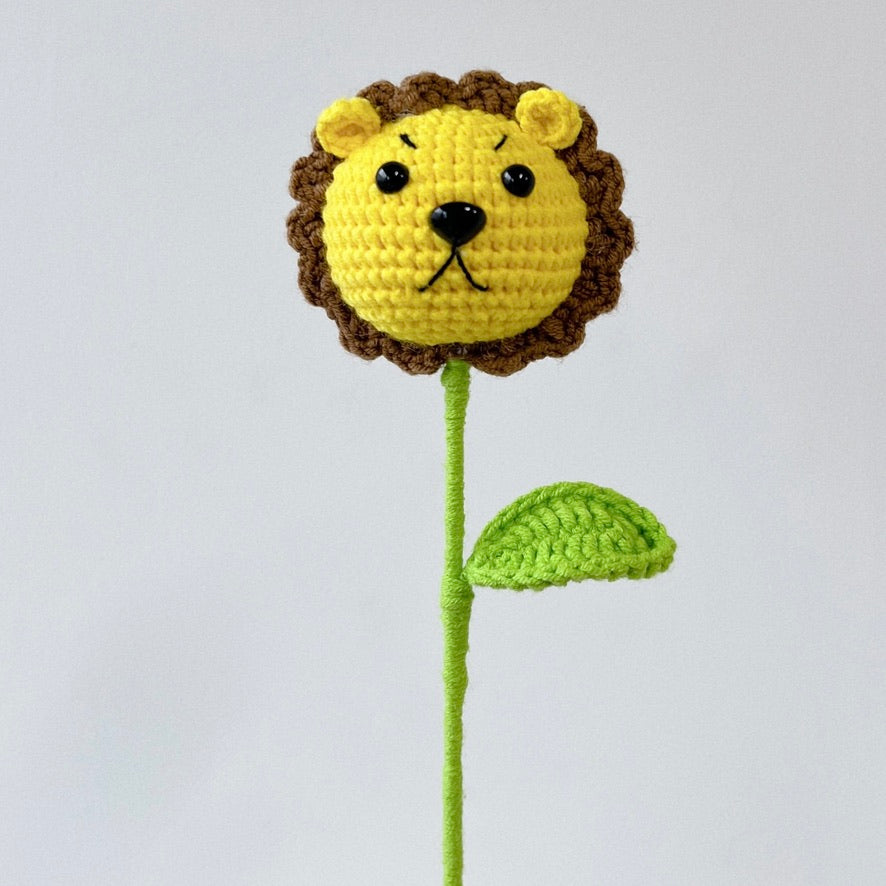 crochet cartoon character animal single stalk flower lion