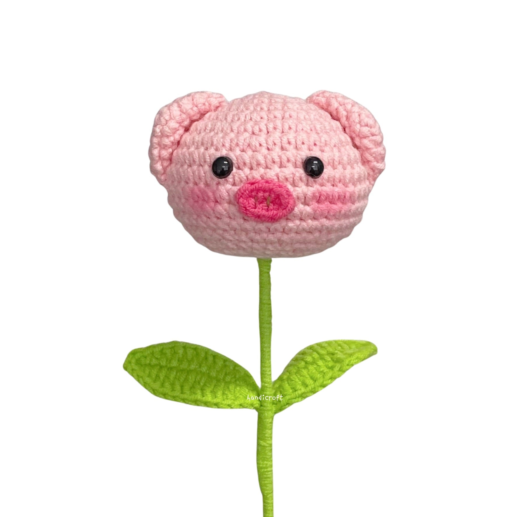 crochet cartoon character animal single stalk flower pig