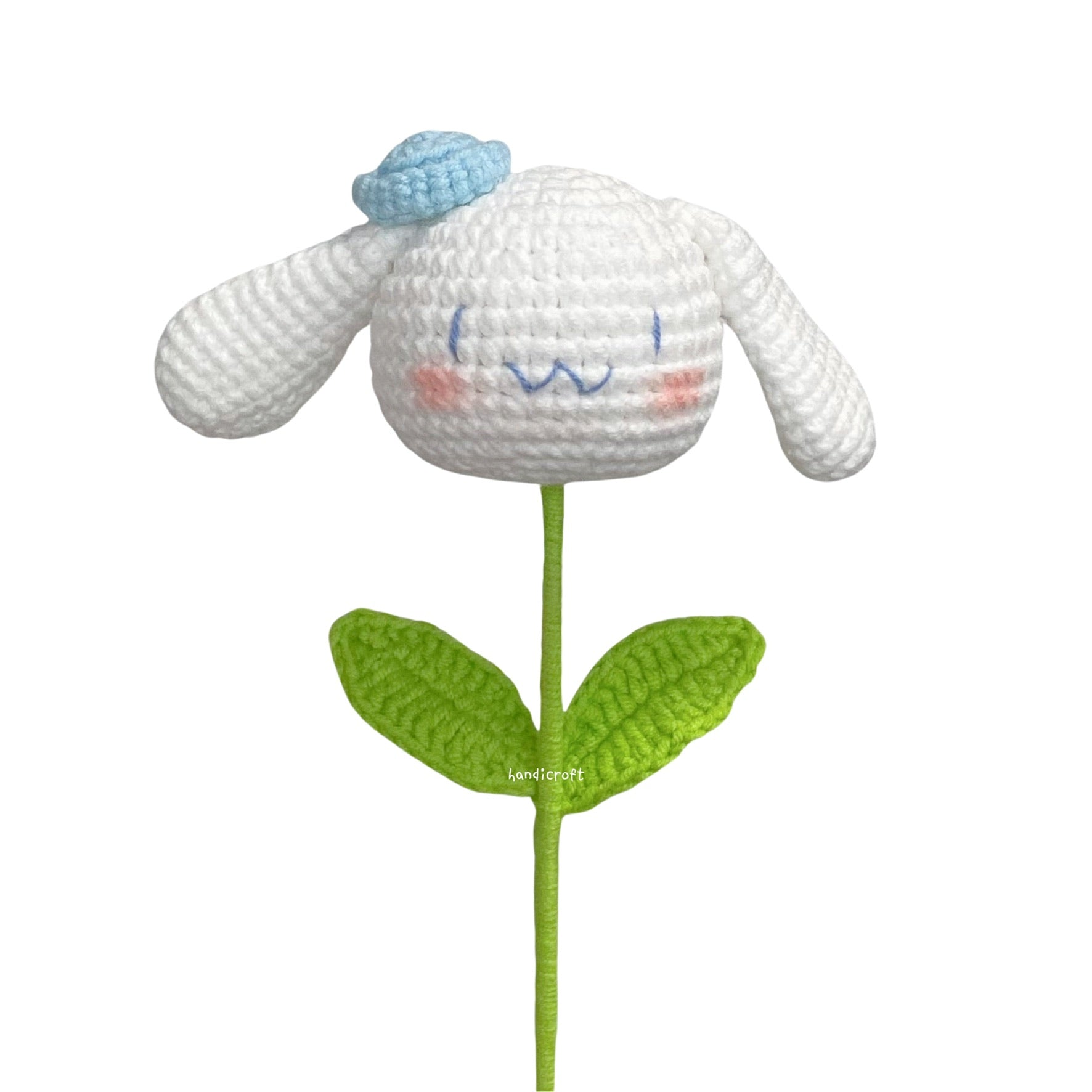 crochet cartoon character animal single stalk flower sanrio cinnamoroll with mortarboard