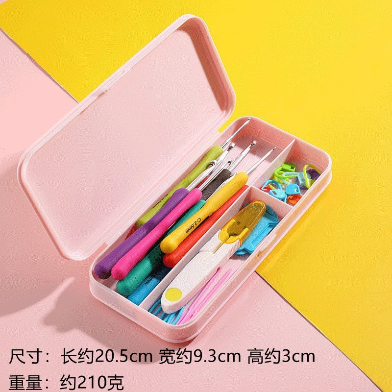 crochet hook set 9pcs 2.0mm–6.0mm pastel pink with case