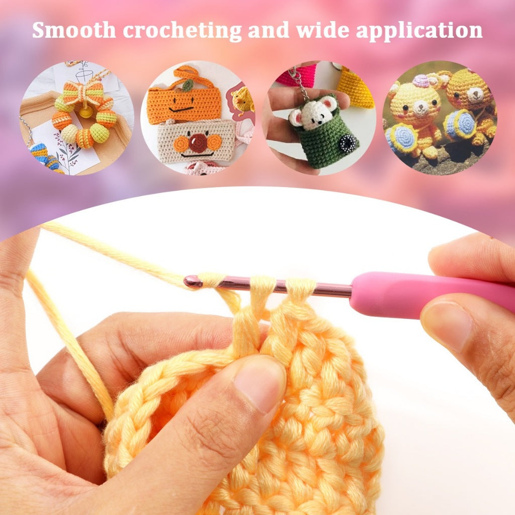crochet hook set 9pcs 2.0mm–6.0mm pink no case