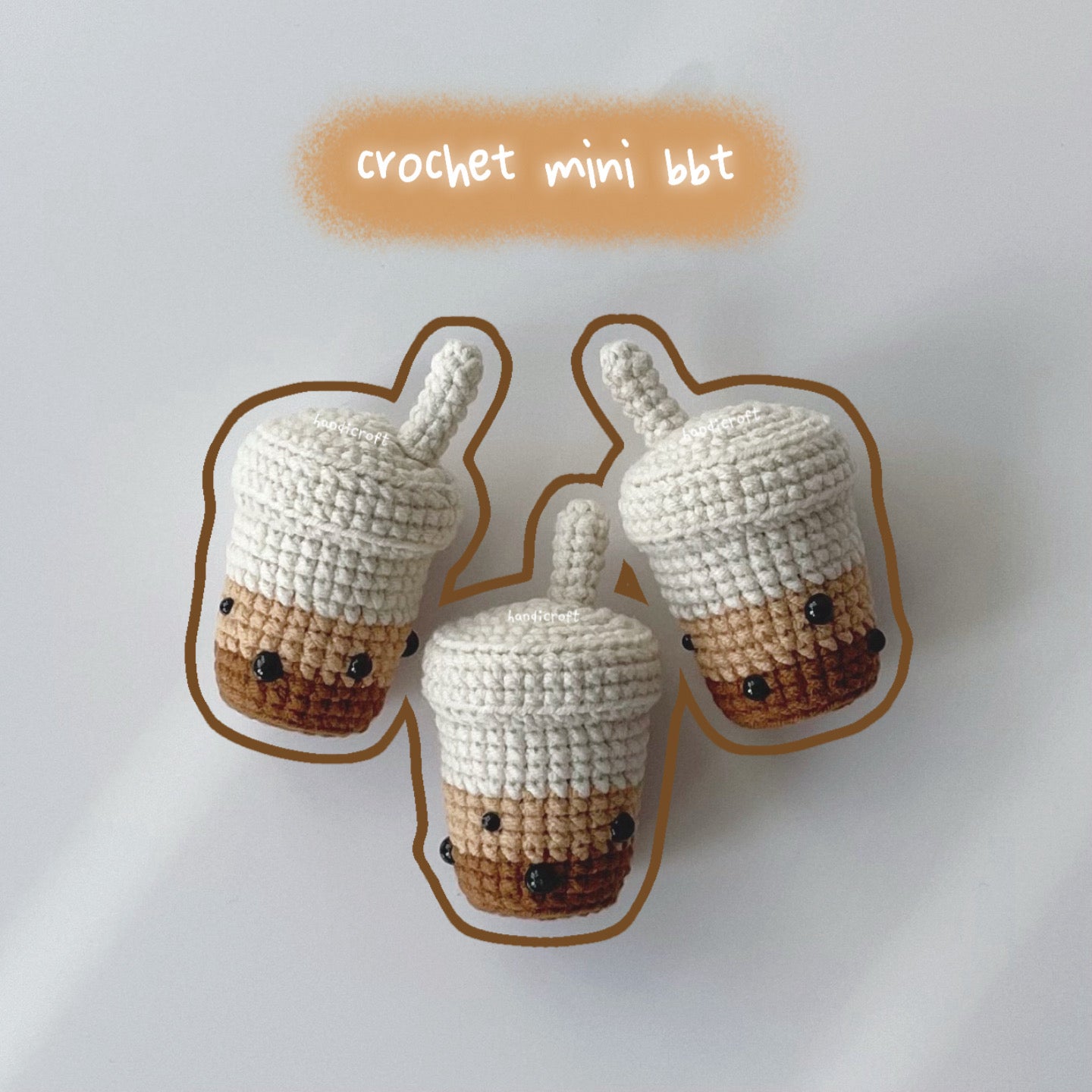 crochet mini bubble tea keychain