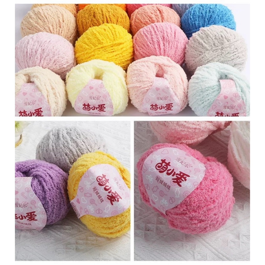 fluffy soft velvet furry yarn 53 colours 雪妃尔萌小爱短绒绒线