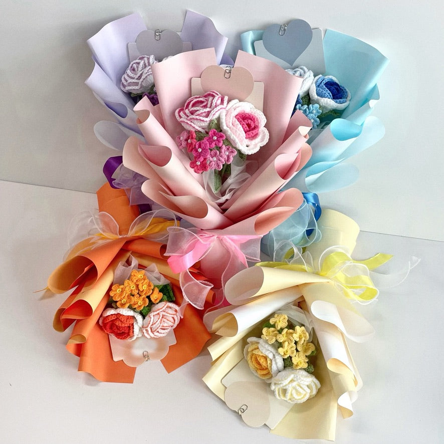 handicroft crochet flower bouquet trio of joy