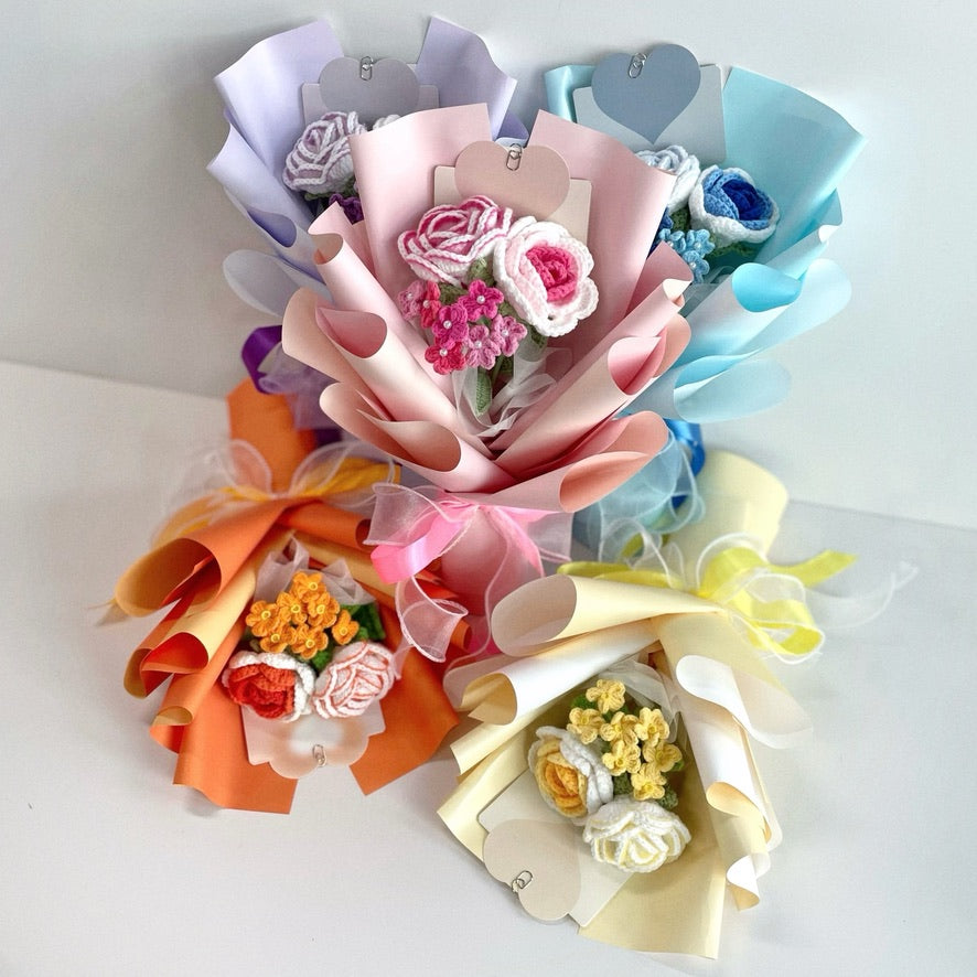 handicroft crochet flower bouquet trio of joy