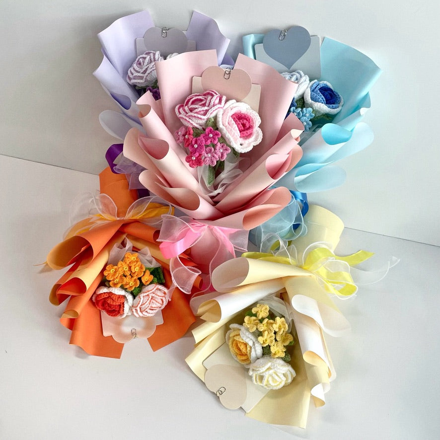 handicroft crochet flower bouquet trio of joy