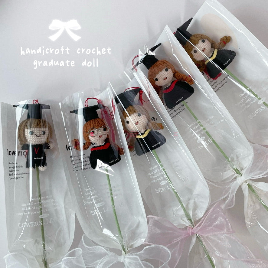 handicroft crochet graduate doll half body girl and boy grads wrapping style