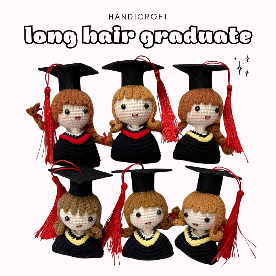 handicroft crochet graduate doll long hair girl single stalk in 6 variations 3