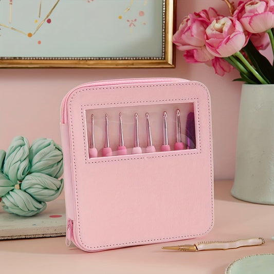 handicroft crochet hook set 8pcs 2.5mm–6.0mm pastel pink with case