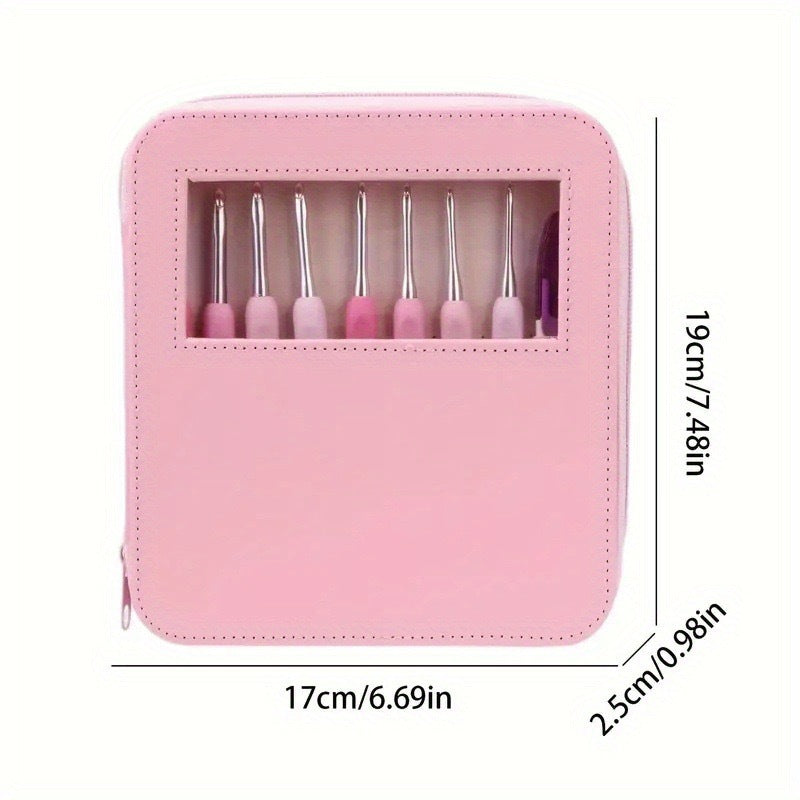 handicroft crochet hook set 8pcs 2.5mm–6.0mm pastel pink with case