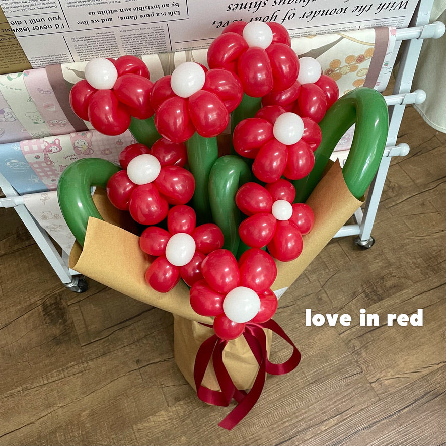 handicroft flower balloon bouquet love in red