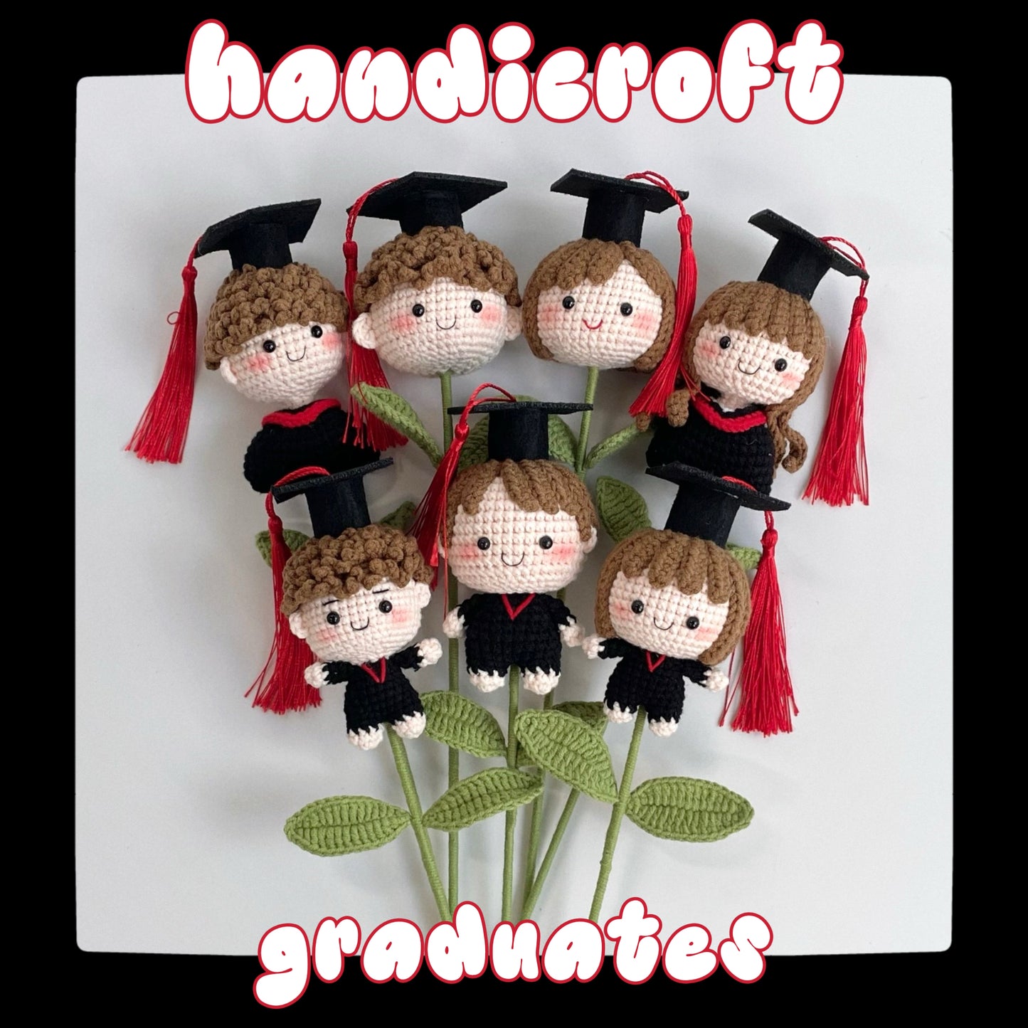 handicroft graduation special handmade crochet graduate doll plush figurine single stalk