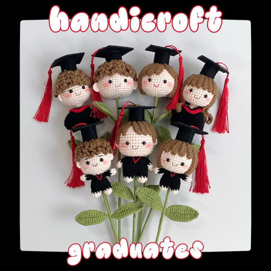 handicroft graduation special handmade crochet graduate doll plush figurine single stalk