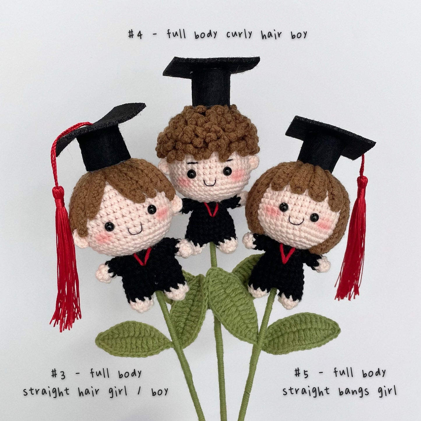 handicroft graduation special handmade crochet graduate doll plush figurine single stalk