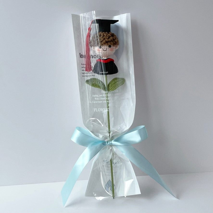 handicroft graduation special handmade crochet graduate doll plush figurine single stalk