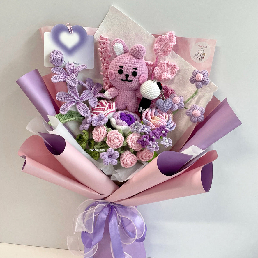 handicroft handmade crochet BTS cooky flower bouquet cooky charm