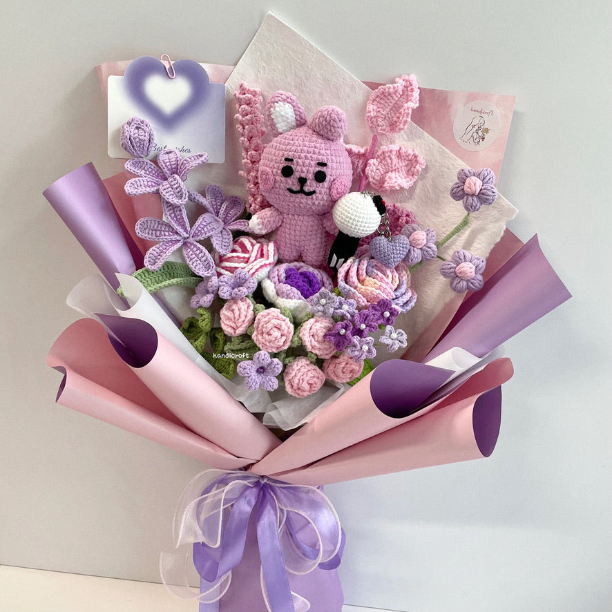 handicroft handmade crochet BTS cooky flower bouquet cooky charm