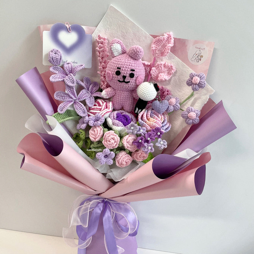 handicroft handmade crochet BTS cooky flower bouquet cooky charm