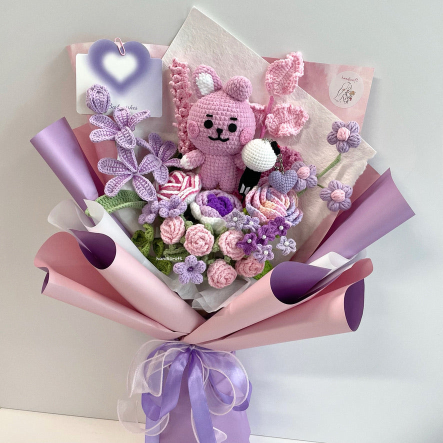 handicroft handmade crochet BTS cooky flower bouquet cooky charm