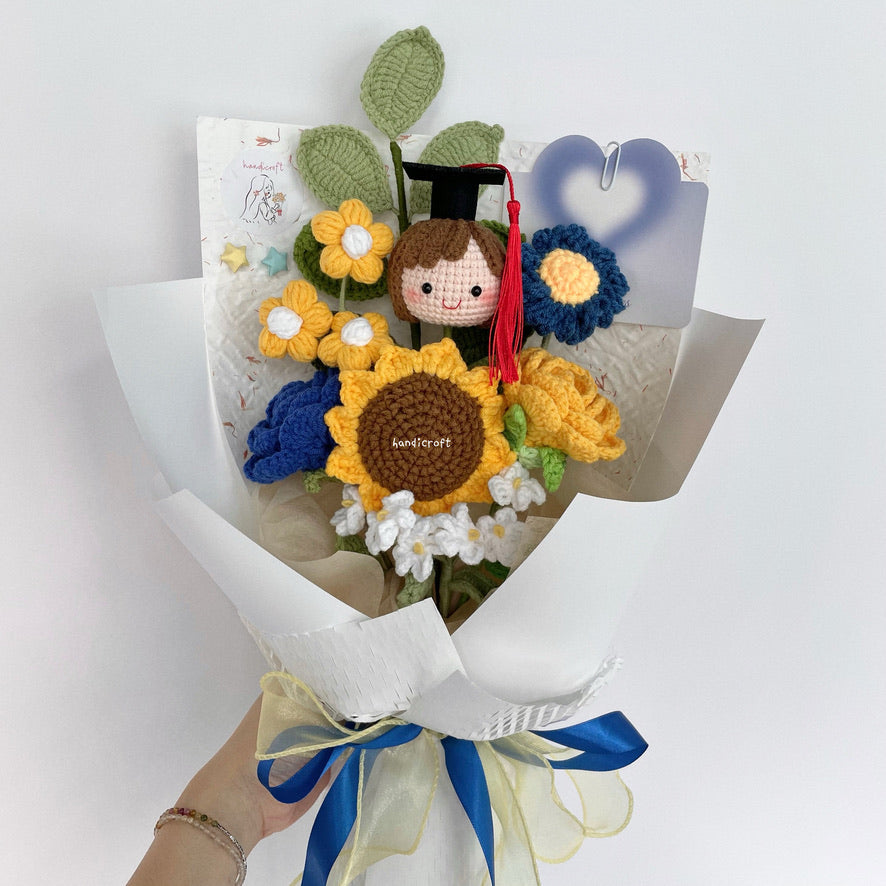 handicroft handmade crochet SIA SQ  Singapore Airlines Cabin Crew Graduation Ceremony graduation flower bouquet bloom above the clouds