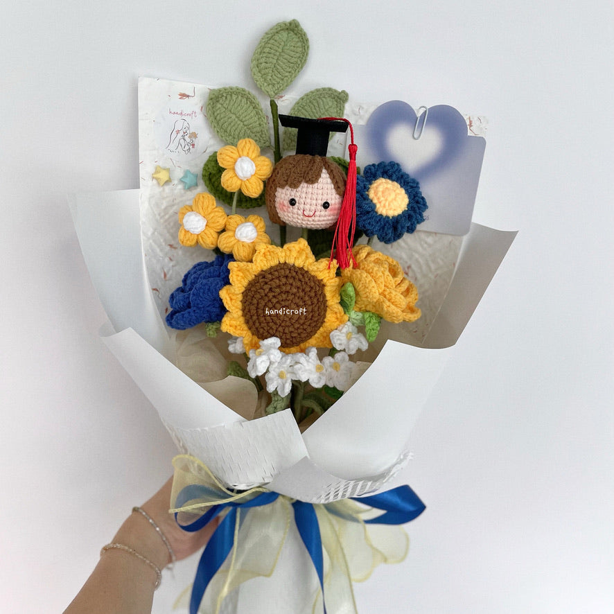 handicroft handmade crochet SIA SQ  Singapore Airlines Cabin Crew Graduation Ceremony graduation flower bouquet bloom above the clouds