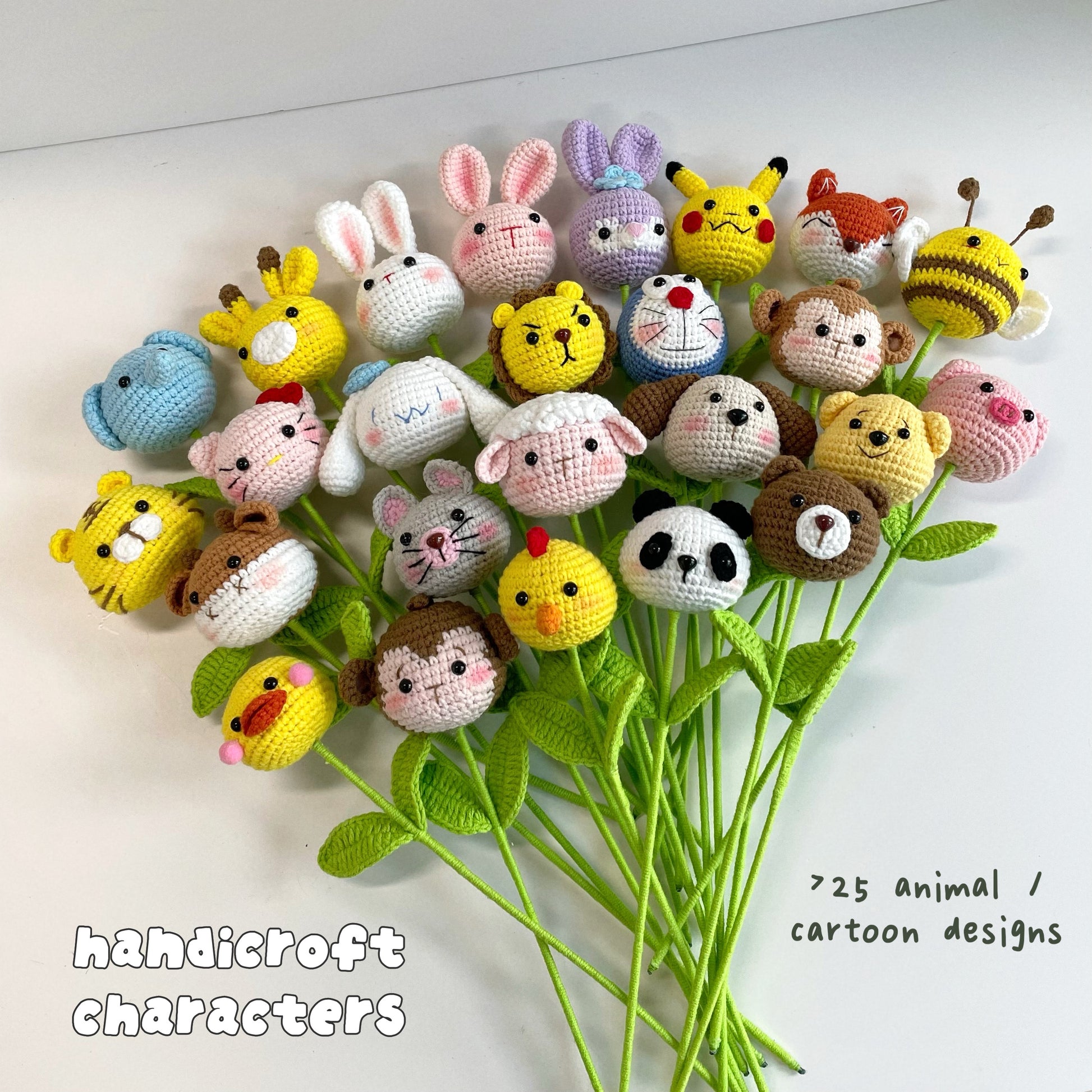 handicroft handmade crochet animal cartoon character single flower stalk gift