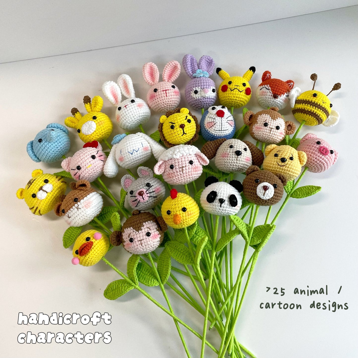 handicroft handmade crochet animal cartoon character single flower stalk gift