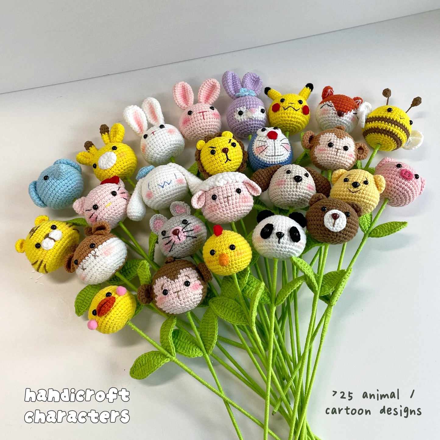 handicroft handmade crochet animal cartoon character single flower stalk gift