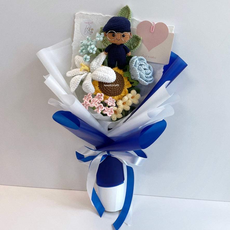 handicroft handmade crochet army soldier SCDF SPF flower bouquet POP ORD pastel oath of duty skin shade #2