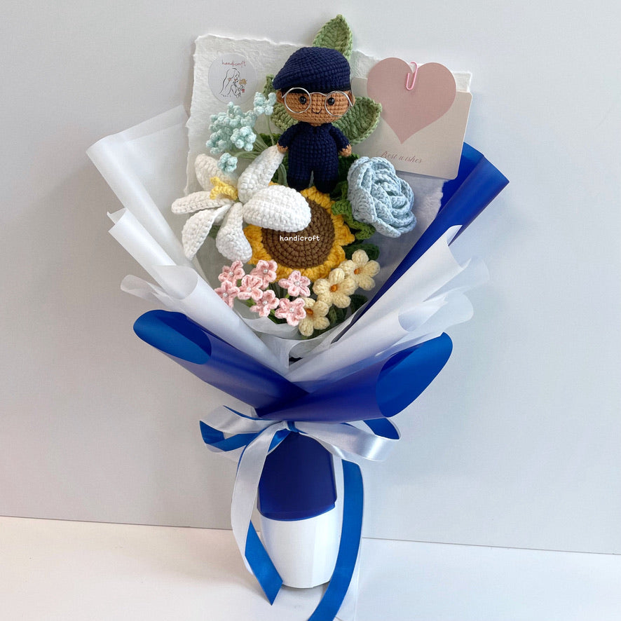 handicroft handmade crochet army soldier SCDF SPF flower bouquet POP ORD pastel oath of duty skin shade #2
