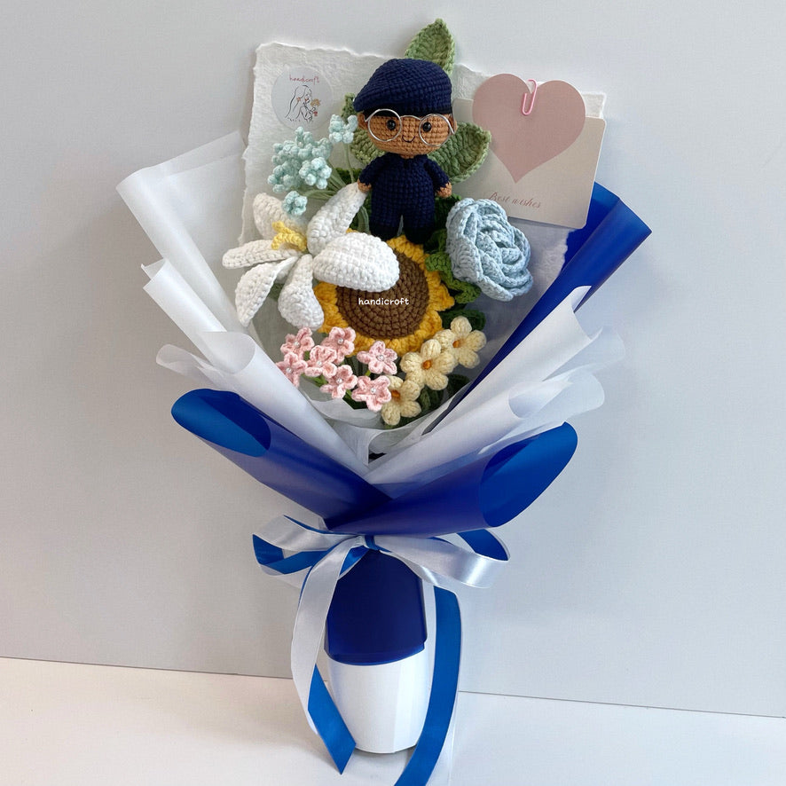 handicroft handmade crochet army soldier SCDF SPF flower bouquet POP ORD pastel oath of duty skin shade #2