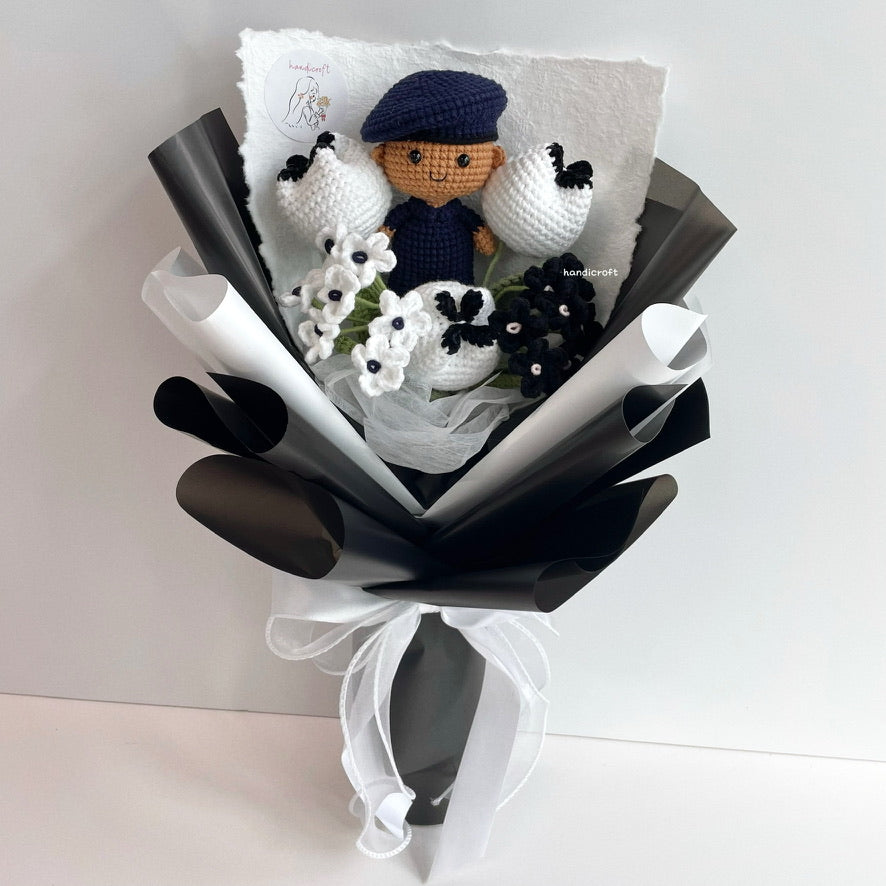handicroft handmade crochet army soldier SCDF SPF monochrome flower bouquet POP ORD soldiering through time: protector skin shade #2