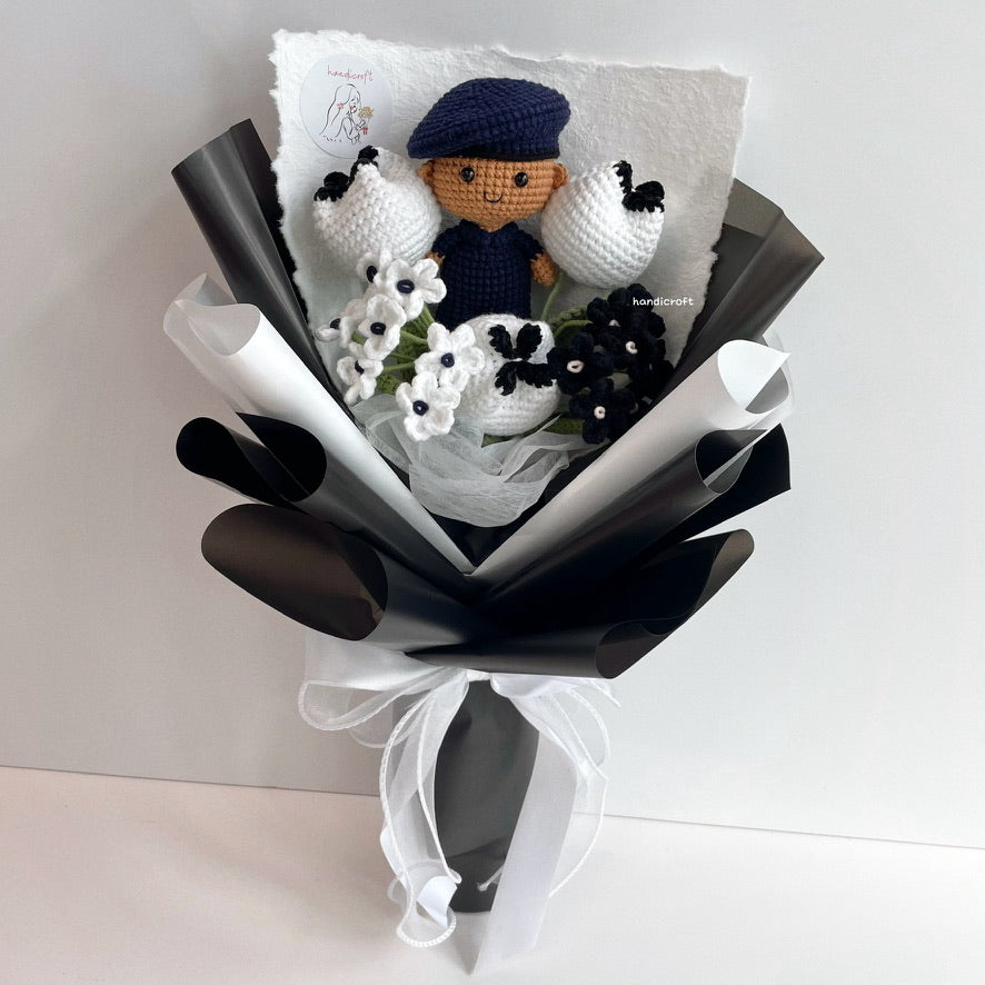 handicroft handmade crochet army soldier SCDF SPF monochrome flower bouquet POP ORD soldiering through time: protector skin shade #2