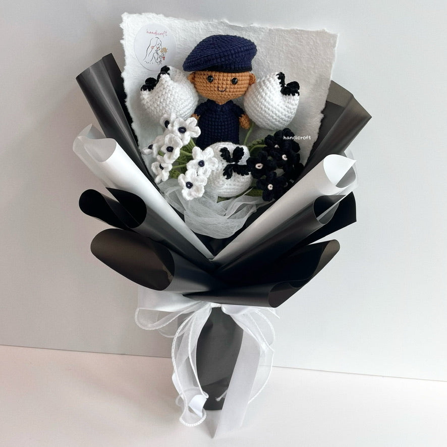 handicroft handmade crochet army soldier SCDF SPF monochrome flower bouquet POP ORD soldiering through time: protector skin shade #2