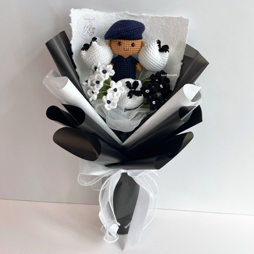 handicroft handmade crochet army soldier SCDF SPF monochrome flower bouquet POP ORD soldiering through time: protector skin shade #2