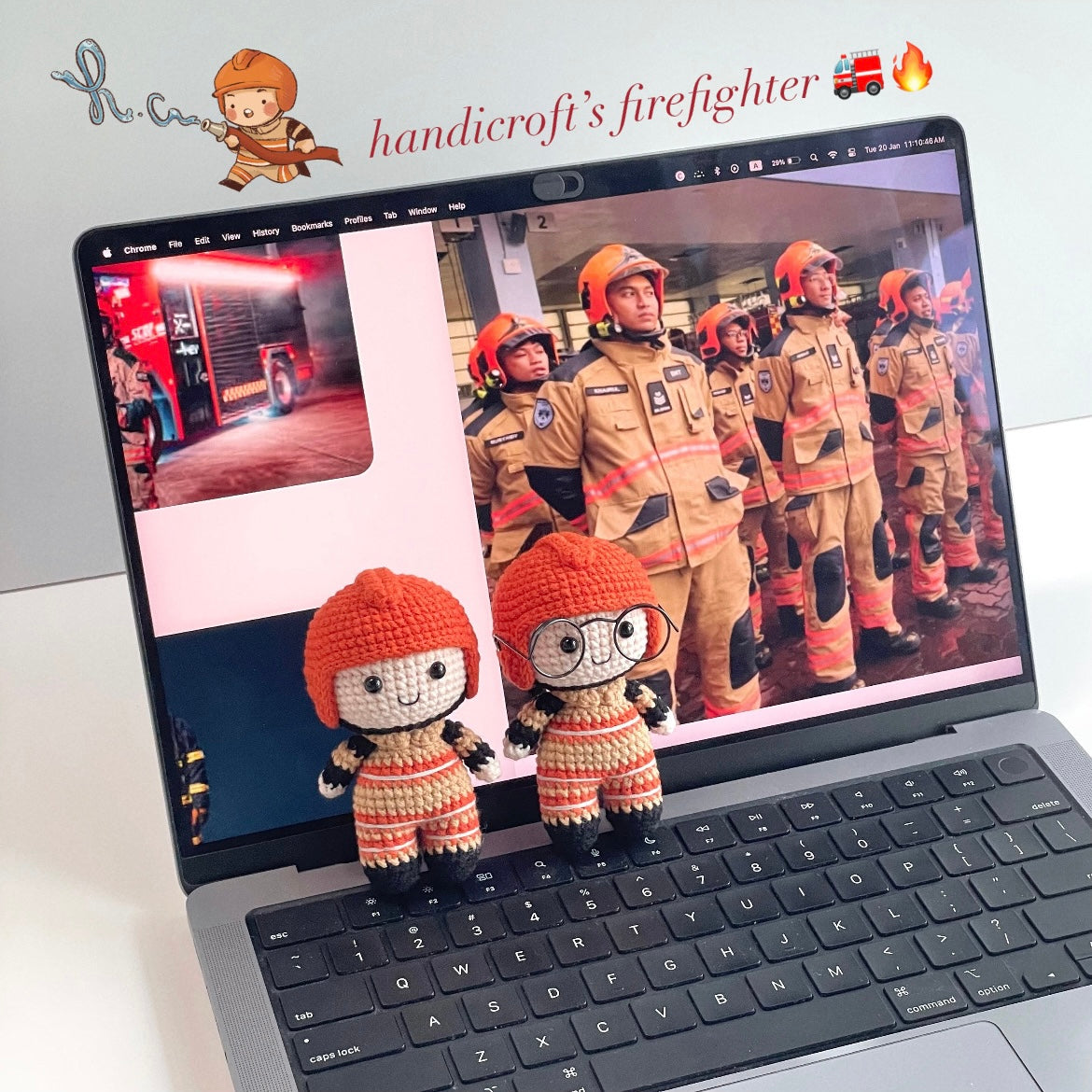 handicroft handmade crochet army soldier series SCDF firefighter doll