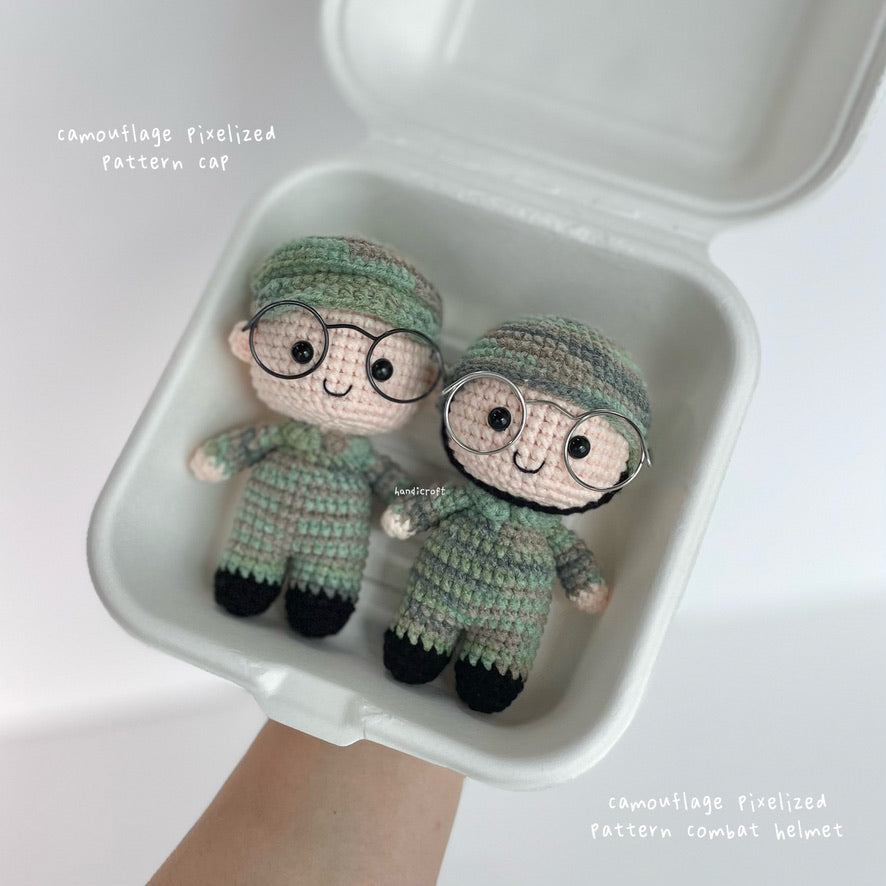 handicroft handmade crochet army soldier series cap & helmet