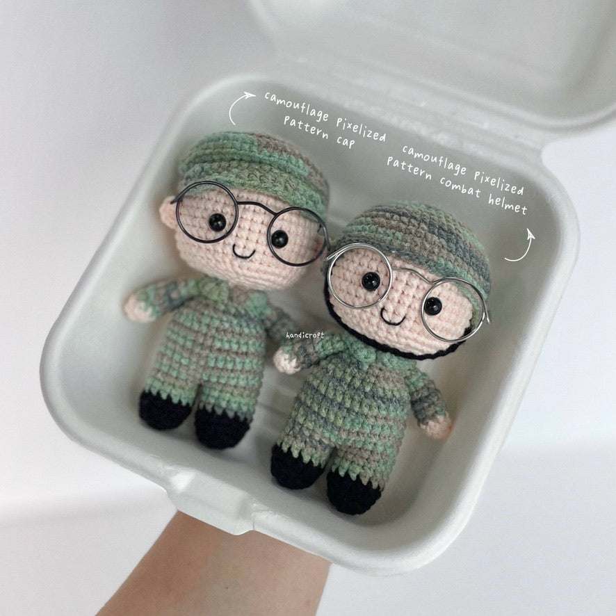 handicroft handmade crochet army soldier series cap & helmet