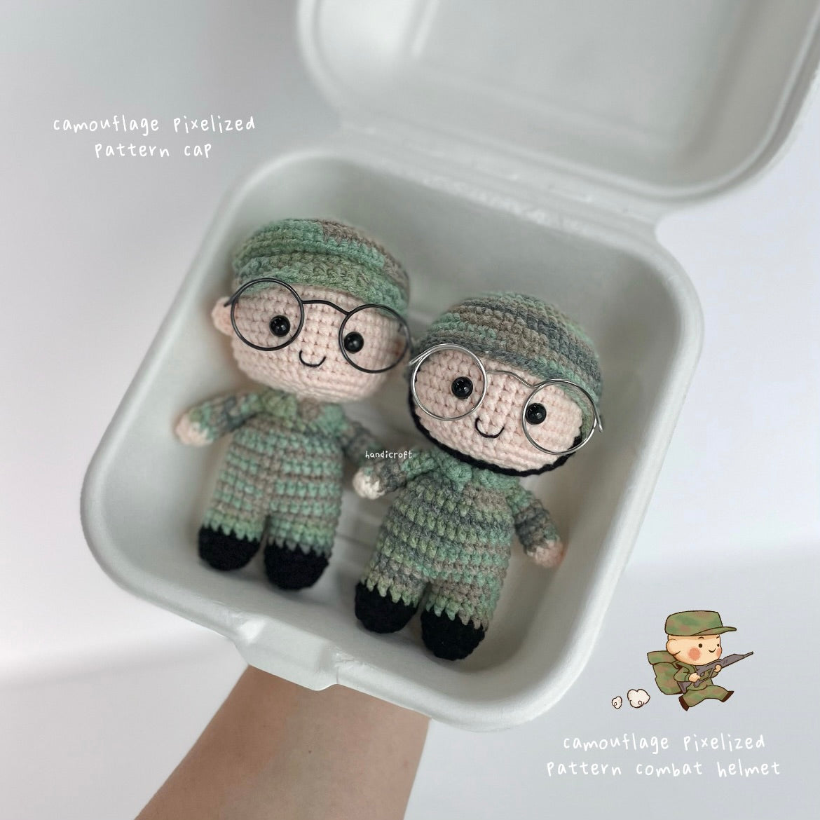 handicroft handmade crochet army soldier series cap & helmet