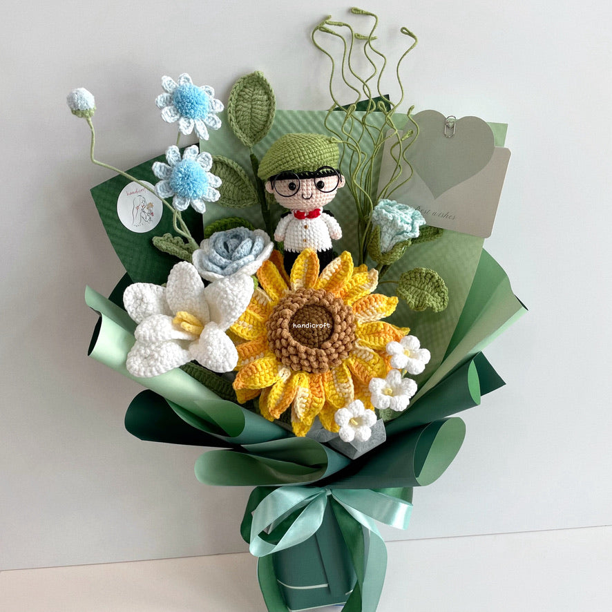 handicroft handmade crochet army soldier series flower bouquet ORD into the forest: officer green beret